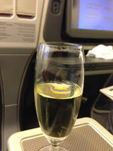 Pre-departure glass of champagne