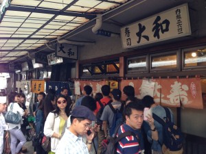 The line at Daiwazushi at Tsukiji Market