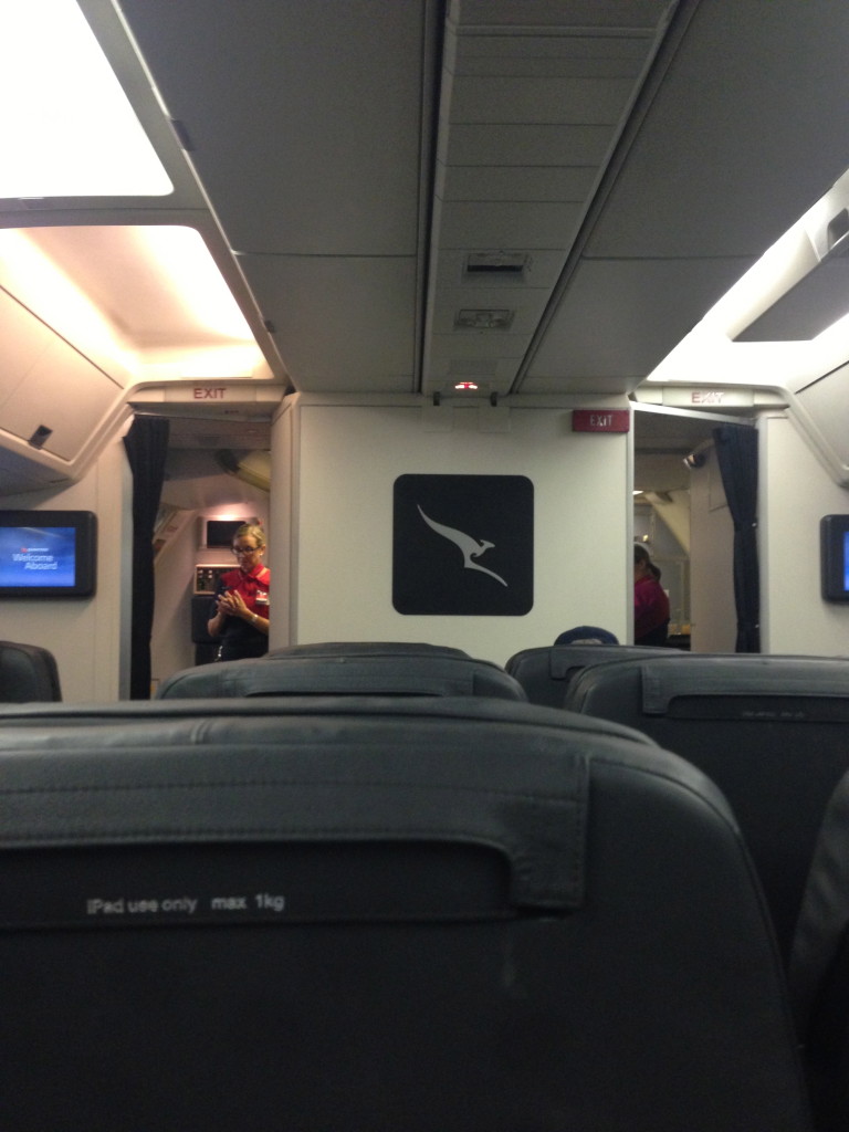 The empty Business Class cabin on the Qantas B767-300